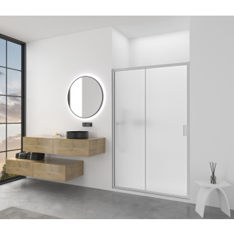 CERANO - Sprchové posuvné dveře Varone LINE L/P - 6 mm - chrom, mléčné sklo - 140x195 cm