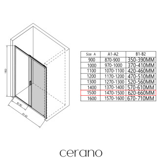 CERANO - Sprchové posuvné dveře Varone LINE L/P - 6 mm - chrom, mléčné sklo - 150x195 cm