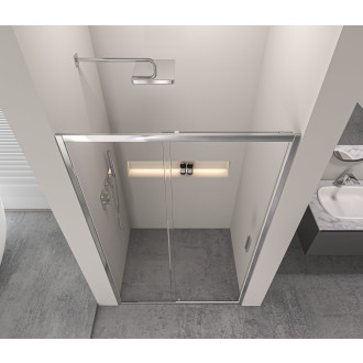 CERANO - Sprchové posuvné dveře Varone LINE L/P - 6 mm - chrom, transparentní sklo - 140x195 cm