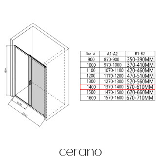 CERANO - Sprchové posuvné dveře Varone LINE L/P - 6 mm - chrom, transparentní sklo - 140x195 cm