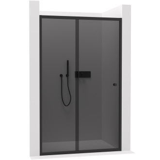 CERANO - Sprchové posuvné dveře Varone POINT L/P - 6 mm - černá matná, grafitové sklo - 140x195 cm