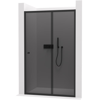 CERANO - Sprchové posuvné dveře Varone POINT L/P - 6 mm - černá matná, grafitové sklo - 140x195 cm