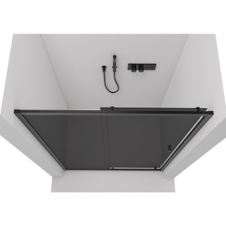 CERANO - Sprchové posuvné dveře Varone POINT L/P - 6 mm - černá matná, grafitové sklo - 150x195 cm