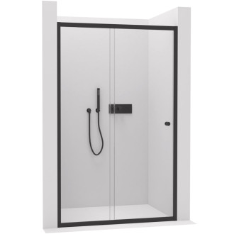 CERANO - Sprchové posuvné dveře Varone POINT L/P - 6 mm - černá matná, transparentní sklo - 130x195 cm
