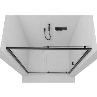 CERANO - Sprchové posuvné dveře Varone POINT L/P - 6 mm - černá matná, transparentní sklo - 140x195 cm