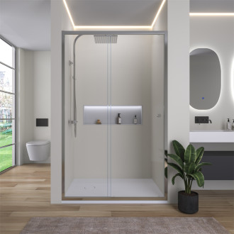 CERANO - Sprchové posuvné dveře Varone POINT L/P - 6 mm - chrom, transparentní sklo - 120x195 cm