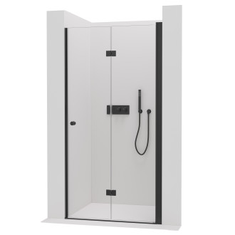 CERANO - Sprchové zalamovací dveře Volpe L/P - 6 mm - černá matná, transparentní sklo - 100x190 cm