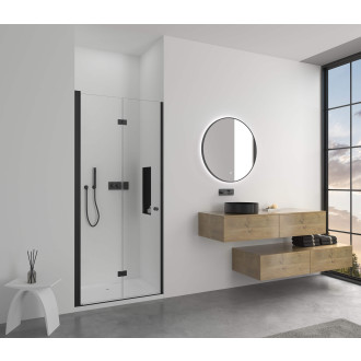 CERANO - Sprchové zalamovací dveře Volpe L/P - 6 mm - černá matná, transparentní sklo - 100x190 cm