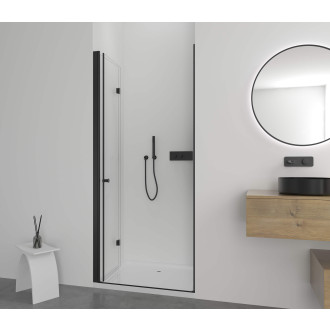 CERANO - Sprchové zalamovací dveře Volpe L/P - 6 mm - černá matná, transparentní sklo - 70x190 cm