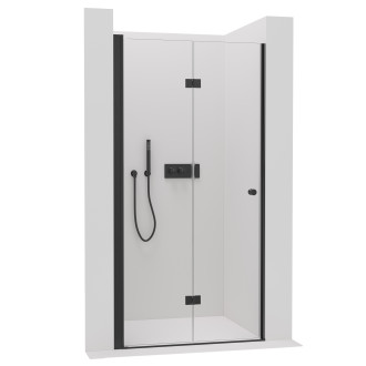CERANO - Sprchové zalamovací dveře Volpe L/P - 6 mm - černá matná, transparentní sklo - 80x190 cm