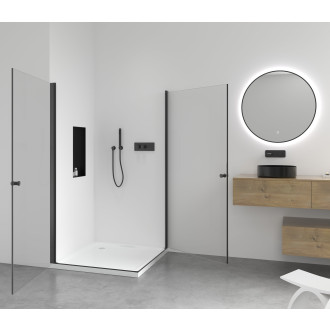CERANO - Sprchový kout Antelo Duo L/P - 6 mm - černá matná, transparentní sklo - 90x90x190 cm - otočný