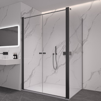 CERANO - Sprchový kout Antelo L - L/P - 6 mm - černá matná, transparentní sklo - 80x60 cm - otočný