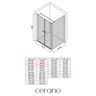 CERANO - Sprchový kout Antelo L - L/P - 6 mm - chrom, transparentní sklo - 80x80 cm - otočný