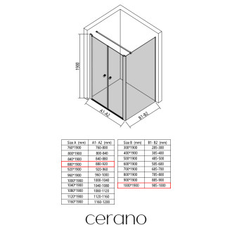CERANO - Sprchový kout Antelo L - L/P - 6 mm - chrom, transparentní sklo - 88x100 cm - otočný