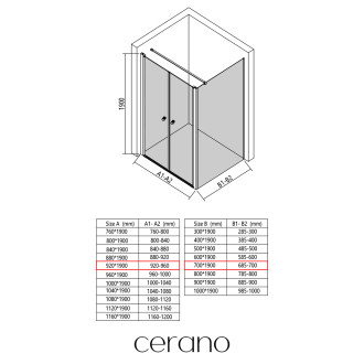 CERANO - Sprchový kout Antelo L - L/P - 6 mm - chrom, transparentní sklo - 92x70 cm - otočný