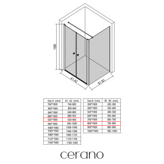 CERANO - Sprchový kout Antelo L - L/P - 6 mm - chrom, transparentní sklo - 92x80 cm - otočný