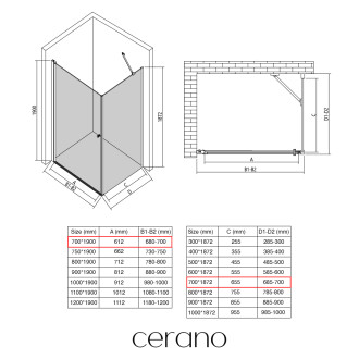 CERANO - Sprchový kout Antelo L/P - 6 mm - chrom, transparentní sklo - 70x70x190 cm - otočný