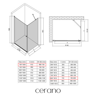 CERANO - Sprchový kout Antelo L/P - 6 mm - chrom, transparentní sklo - 70x80x190 cm - otočný