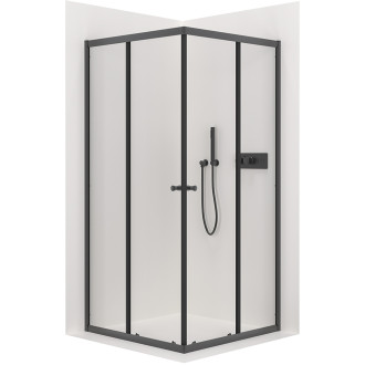 CERANO - Sprchový kout Fabrizio L/P - 5 mm - černá matná, transparentní sklo - 80x80x190 cm - posuvný