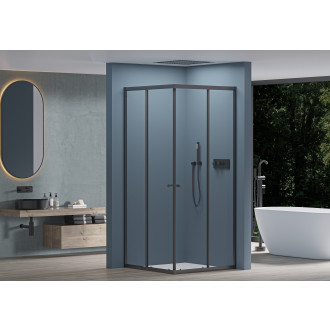 CERANO - Sprchový kout Fabrizio L/P - 5 mm - černá matná, transparentní sklo - 90x90x190 cm - posuvný