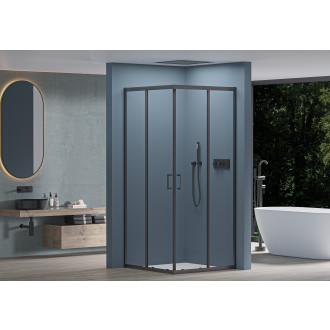 CERANO - Sprchový kout Fabrizio L/P - 5 mm - černá matná, transparentní sklo - 90x90x195 cm - posuvný