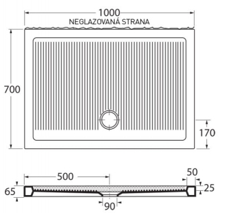 vanička keramická FERDY II obdélník 140x80x6,5 cm VANKEFEII148