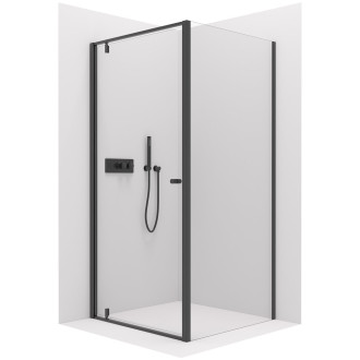 CERANO - Sprchový kout Ferri L/P - 6 mm - černá matná, transparentní sklo - 80x80x195 cm - pivotový