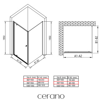 CERANO Sprchový kout Ferri L/P chrom, transparentní sklo 80x90 cm křídlový CER-427441