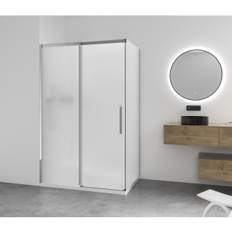 CERANO - Sprchový kout Lantono - levá - 8 mm - Soft-Close - chrom, mléčné sklo - 140x90 cm - posuvný