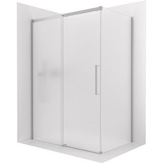 CERANO - Sprchový kout Lantono - levá - 8 mm - Soft-Close - chrom, mléčné sklo - 150x90 cm - posuvný
