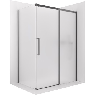 CERANO - Sprchový kout Lantono - pravá - 8 mm - Soft-Close - černá matná, mléčné sklo - 120x90 cm - posuvný