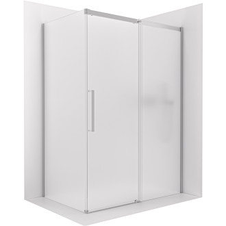 CERANO - Sprchový kout Lantono - pravá - 8 mm - Soft-Close - chrom, mléčné sklo - 120x100 cm - posuvný