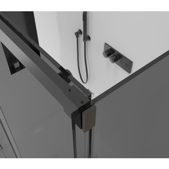 CERANO - Sprchový kout Lantono L/P - 8 mm - Soft-Close - černá matná, grafitové sklo - 100x100x195 cm - posuvný