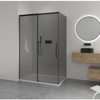 CERANO - Sprchový kout Lantono L/P - 8 mm - Soft-Close - černá matná, grafitové sklo - 120x90x195 cm - posuvný
