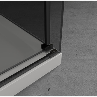 CERANO - Sprchový kout Lantono L/P - 8 mm - Soft-Close - černá matná, grafitové sklo - 140x70x195 cm - posuvný