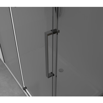 CERANO - Sprchový kout Lantono L/P - 8 mm - Soft-Close - černá matná, grafitové sklo - 140x80x195 cm - posuvný