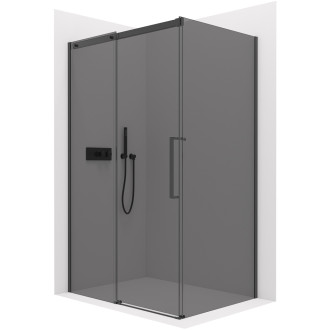 CERANO - Sprchový kout Lantono L/P - 8 mm - Soft-Close - černá matná, grafitové sklo - 170x70x195 cm - posuvný