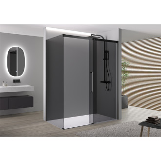 CERANO - Sprchový kout Lantono L/P - 8 mm - Soft-Close - černá matná, grafitové sklo - 170x70x195 cm - posuvný