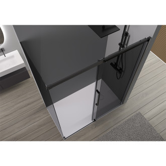 CERANO - Sprchový kout Lantono L/P - 8 mm - Soft-Close - černá matná, grafitové sklo - 170x90x195 cm - posuvný