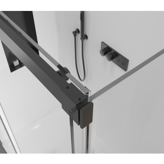 CERANO - Sprchový kout Lantono L/P - 8 mm - Soft-Close - černá matná, transparentní sklo - 100x100x195 cm - posuvný