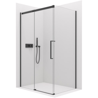 CERANO - Sprchový kout Lantono L/P - 8 mm - Soft-Close - černá matná, transparentní sklo - 130x100x195 cm - posuvný