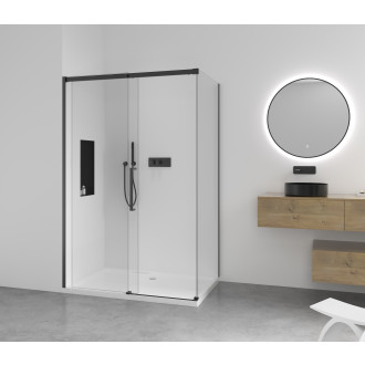 CERANO - Sprchový kout Lantono L/P - 8 mm - Soft-Close - černá matná, transparentní sklo - 130x80x195 cm - posuvný