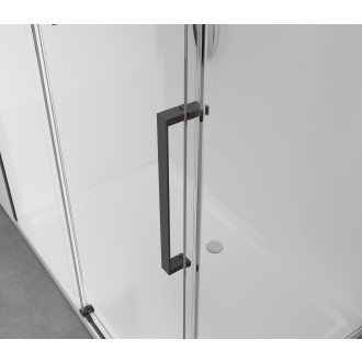 CERANO - Sprchový kout Lantono L/P - 8 mm - Soft-Close - černá matná, transparentní sklo - 140x70x195 cm - posuvný