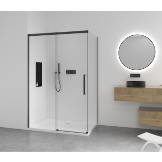 CERANO - Sprchový kout Lantono L/P - 8 mm - Soft-Close - černá matná, transparentní sklo - 170x90x195 cm - posuvný