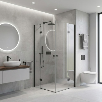 CERANO - Sprchový kout Marino Duo L/P - 6 mm - černá matná, transparentní sklo - 90x90x190 cm - pantový