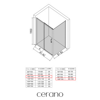 CERANO - Sprchový kout Orlano L/P - 5 mm - černá matná, transparentní sklo - 100x100x195 cm - posuvný