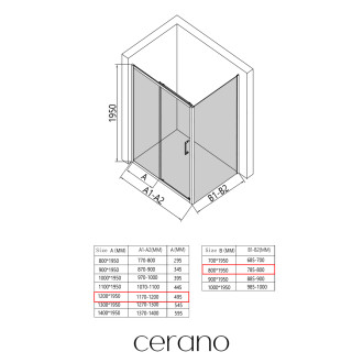 CERANO - Sprchový kout Orlano L/P - 5 mm - černá matná, transparentní sklo - 120x80x195 cm - posuvný