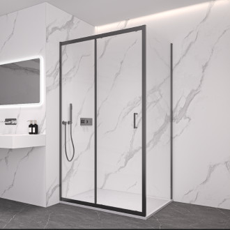CERANO - Sprchový kout Orlano L/P - 5 mm - černá matná, transparentní sklo - 120x90x195 cm - posuvný