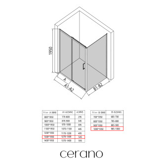 CERANO - Sprchový kout Orlano L/P - 5 mm - černá matná, transparentní sklo - 130x100x195 cm - posuvný