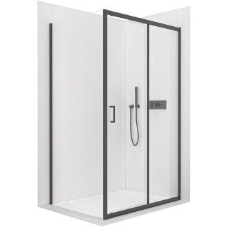CERANO - Sprchový kout Orlano L/P - 5 mm - černá matná, transparentní sklo - 90x80x195 cm - posuvný